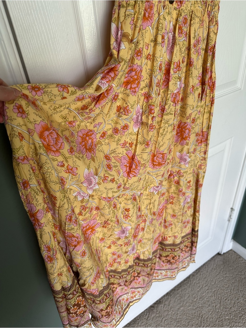 Cottagecore Butter Yellow Floral Midi Dress - Picture 5 of 5